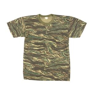 Vtg Tiger Stripe Camo T-Shirt Mens S Green Smarter Single Stitch 50/50 80s USA